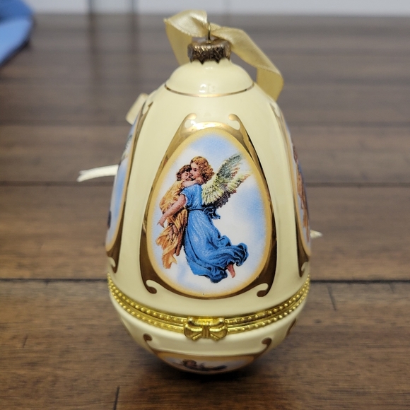Mr Christmas Porcelain Hinged Musical Egg W Stand Tested Works Instructions, Box - Picture 3 of 12